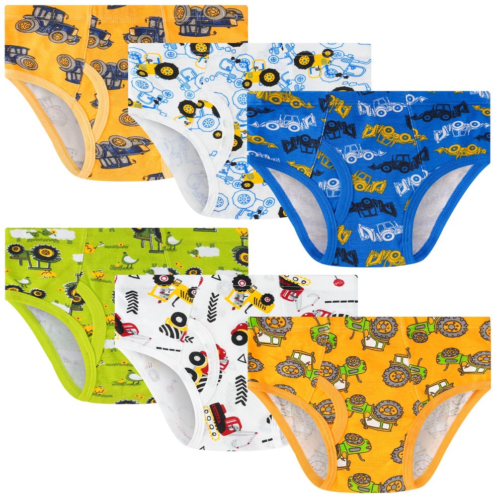 JAHSIYI Boys Underwear Size 10-12 Briefs Age 11 12 Year Old Big Kids 100% Cotton Underpants Large Stretch Tractor Theme Undies Sz L Children Clothes