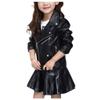 Kids PU Leather Jacket Girls Boys Solid Color Coat Baby Fall Clothes Warm Outerwear Toddler Outwear Birthday Gifts view 1