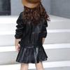 Kids PU Leather Jacket Girls Boys Solid Color Coat Baby Fall Clothes Warm Outerwear Toddler Outwear Birthday Gifts view 2