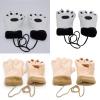 PTILSERY Cartoon Bear Paw Plush Gloves for Women Winter Warm Skiing Gloves Girls Breathable Lined Gloves Thickened Hand Warmers view 2