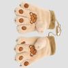 PTILSERY Cartoon Bear Paw Plush Gloves for Women Winter Warm Skiing Gloves Girls Breathable Lined Gloves Thickened Hand Warmers view 3