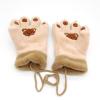 PTILSERY Cartoon Bear Paw Plush Gloves for Women Winter Warm Skiing Gloves Girls Breathable Lined Gloves Thickened Hand Warmers view 4