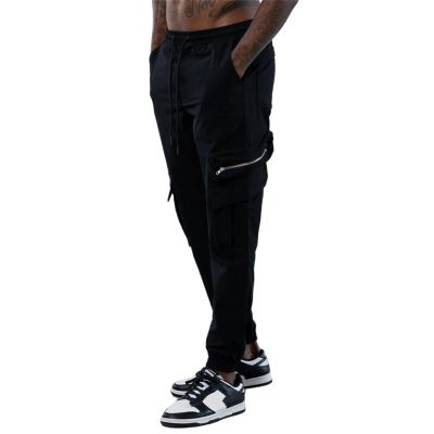 Abborora Mens Jogging Cargo Pants Athletic Slim Fit Fashion Sports Sweatpants Casual Hip Hop Trousers (Large,Black)