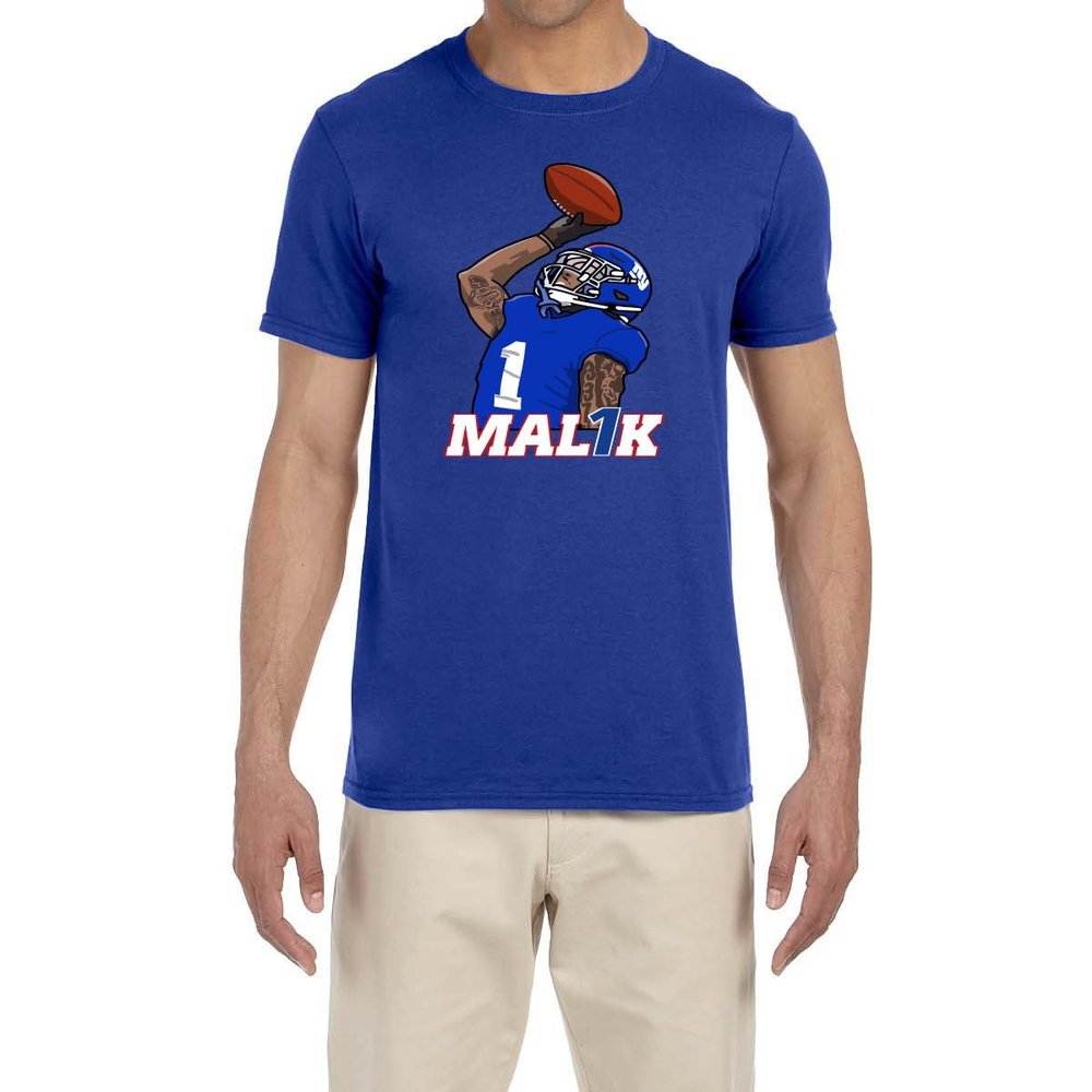 Blue New York Malik Nabers Catching Logo T-Shirt Adult Large