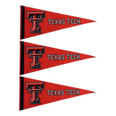 Texas Tech Mini Pennants - Size: 4" x 9" - Officially Licensed - 3 Pennants Per Pack