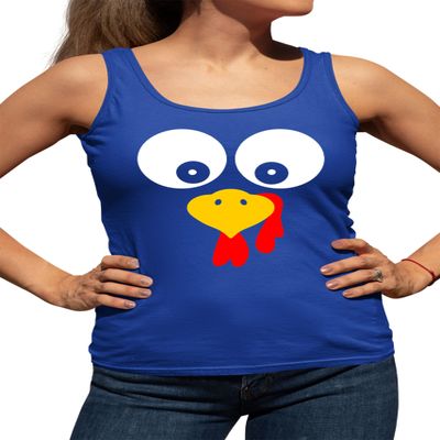 Large Royal Women Fitted Turkey Face Funny Thanksgiving Costume Sleeveless Tank Top T-Shirt