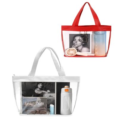 SeBUCUOO White Red Clear Purse for Stadium Events Large, Clear Concert Bag 12x6x12 Clear Stadium Bag, 12 x 6 x 12 Clear Gag Stadium Approved 12 x 12 Clear Stadium Bag