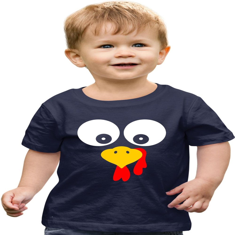 4T Navy Toddler Turkey Face Funny Thanksgiving Costume Toddler T-Shirt