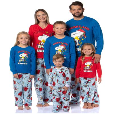 Peanuts Christmas Pajamas Toddler Sleeper Snoopy Merry & Bright Holiday AOP Sherpa Fleece Pajama 2-Piece Pajama Set (2T)