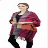 Gilbins Big Winter Warm Tartan Checked Cashmere Feel Shawl Blanket Scarf 80" x 30" (Pink Yellow) view 3