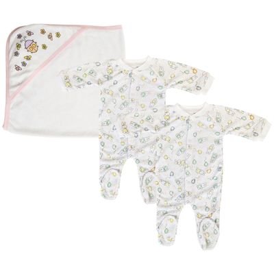 Bambini NC-0723M Girl Closed-Toe Sleep & Play Set White & Pink - Small - Pack of 3