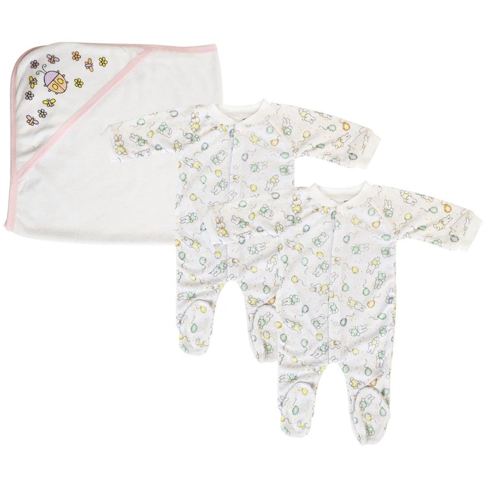 Bambini NC-0723M Girl Closed-Toe Sleep & Play Set White & Pink - Small - Pack of 3