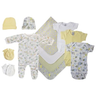 Bambini NC-0547M Unisex Baby 13 Piece Layette Sets White & Yellow - Medium