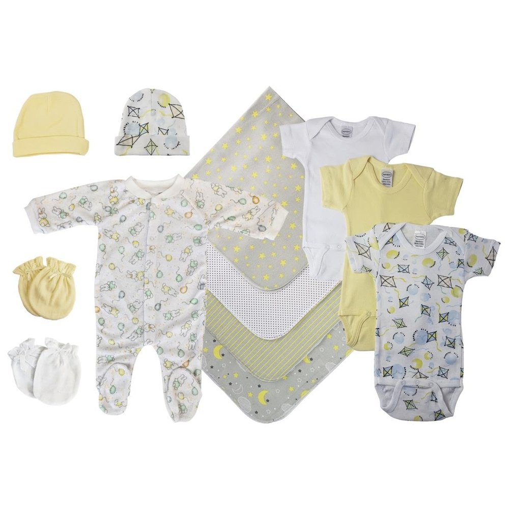 Bambini NC-0547M Unisex Baby 13 Piece Layette Sets White & Yellow - Medium