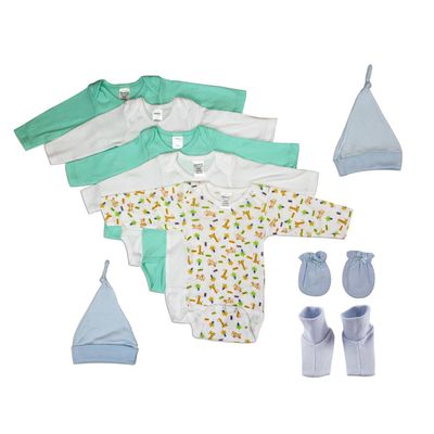 Bambini NC-0494L Baby Boy 9 Piece Layette Sets White & Blue - Large