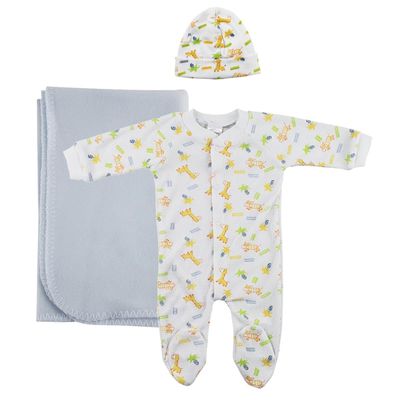 Bambini NC-0951S Boy Newborn Baby 3 Piece Layette Sets White & Blue
