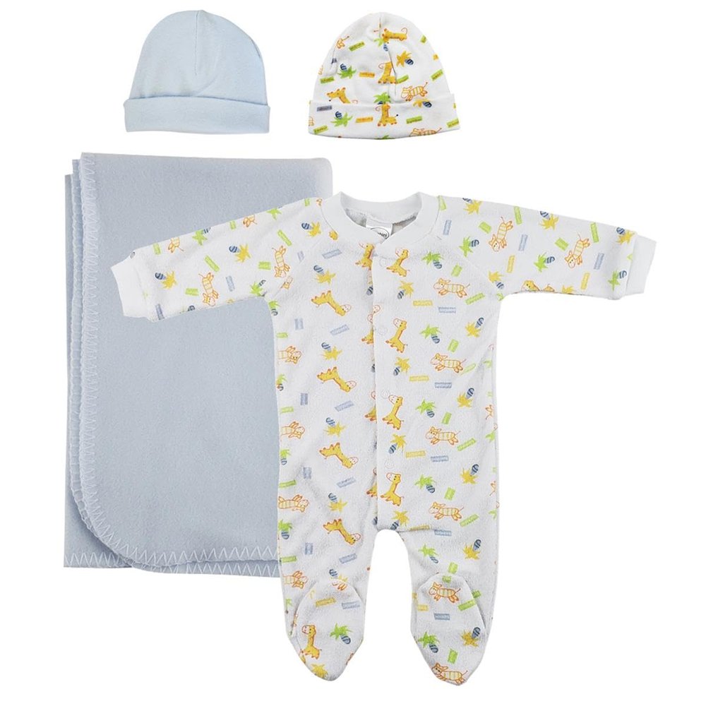 Bambini NC-0952M Boy Newborn Baby 4 Piece Layette Sets White & Blue