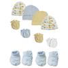 Bambini NC-0213 Baby Boy Caps with Infant Mittens & Booties White & Blue - Preemie - Pack of 10 view 1