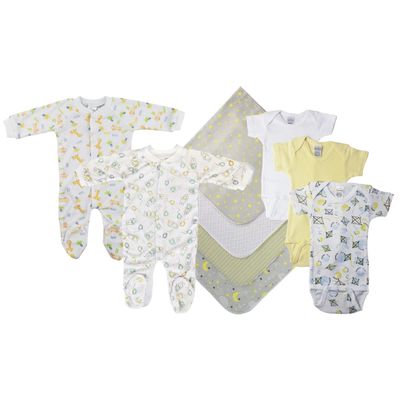 Bambini NC-0555NB Unisex Baby 9 Piece Layette Sets White & Yellow - Newborn