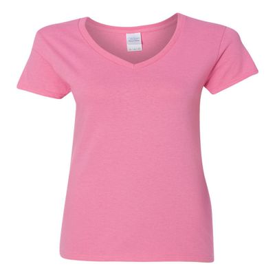 Gildan Heavy Cotton Women's V-Neck, T Shirt (2-Pack) Azalea
