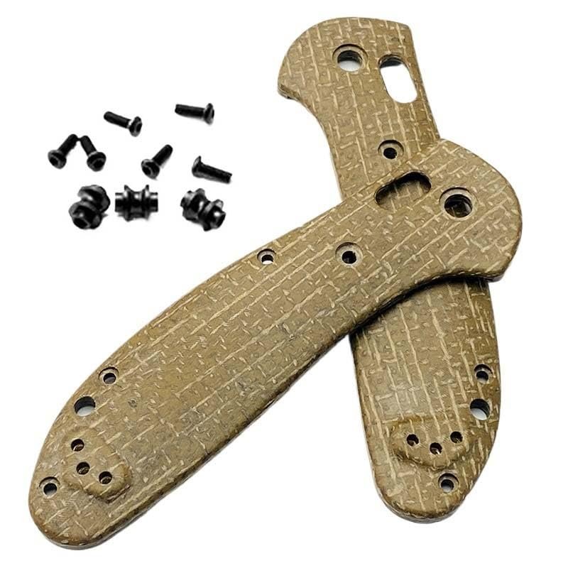 1 Pair Scales Handle Fits for Griptilian 551, Micarta Handle Patch with 3 Sets Screws(Brown)
