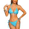 MOMOJIA Women Swimming Costume Set Two Pieces Split Swimwear Fashion Tassels Swimsuits Backless Bathing Suit for Beachwear view 3