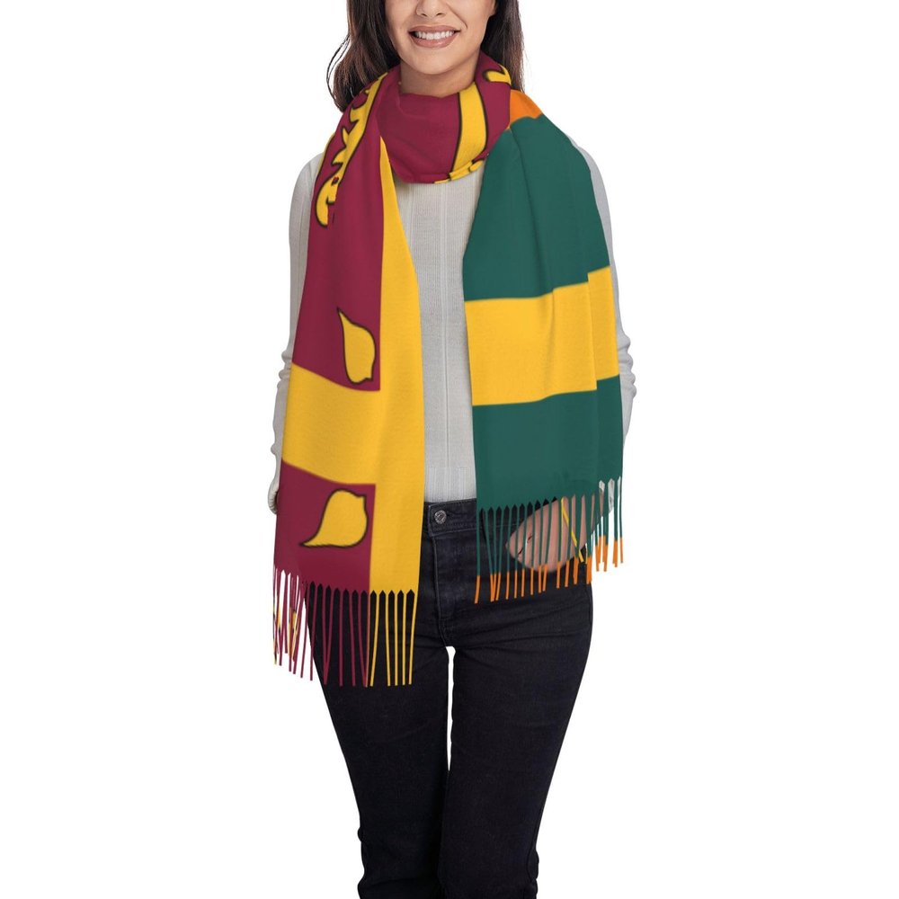 DRTGEDS Sri Lanka Flag Sweet Print Women'S Super Soft Classic Cashmere Winter Fringed Scarf For Spring Fall Winter