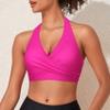 Hilor Women's Bikini Top Halter V Neck Swimsuit Flattering Bathing Suit Underwire Swim Tops Hot Pink 8-10 view 4