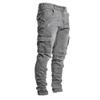 QOAAIE Men's Side Pockets Slim Fit Jeans 6 Pockets Stretch Skinny Denim Pencil Pants Distressed Tapered Leg Jean Trousers (Grey,X-Small) view 1