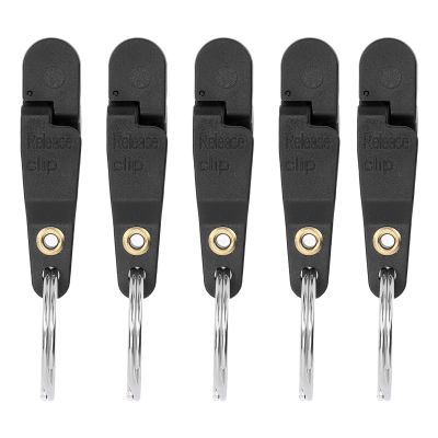 10Pcs Heavy Tension Snap Release Clip Fishing Trolling Padded Release Clip with Key Ring for Planer Board Kite (Black)