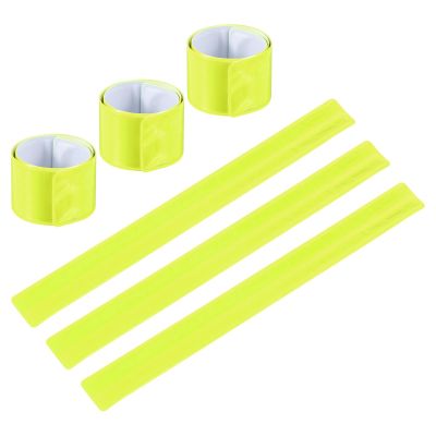 PATIKIL Reflective Slap Bands, 6 Pcs Reflector Band Snap Bracelet Armbands High Visibility Safety Reflectors Wrist Strap Strip for Night Jogging Cycling Running Hiking, Fluorescent Yellow