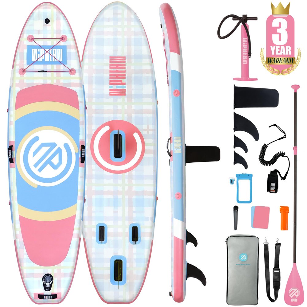 NipheanUltra-LightInflatable Paddle Board with (Beginner Friendly) StabilTrac Fin and Durable SUP Accessories, 10' Stand Up Paddle Boards for Adults & Youth, Versatile Yoga Paddle Board, Gift Ideas