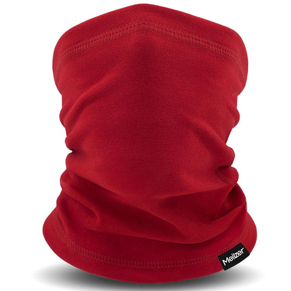 Meilzer Kids Neck Warmer Gaiter Winter Fleece Face Neck Cover Balaclava Cold Weather Windproof Face Mask for Boys Girls (red)