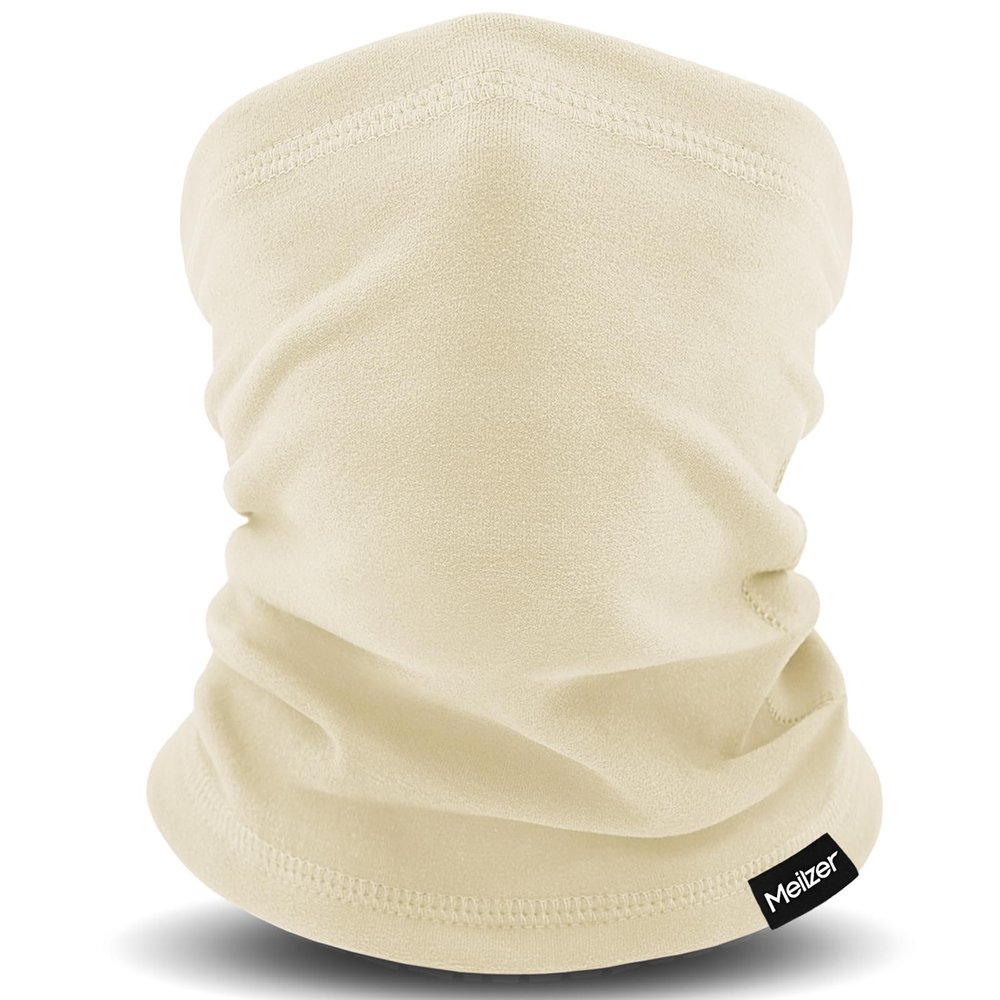 Meilzer Kids Neck Warmer Gaiter Winter Fleece Face Neck Cover Balaclava Cold Weather Windproof Face Mask for Boys Girls (beige)
