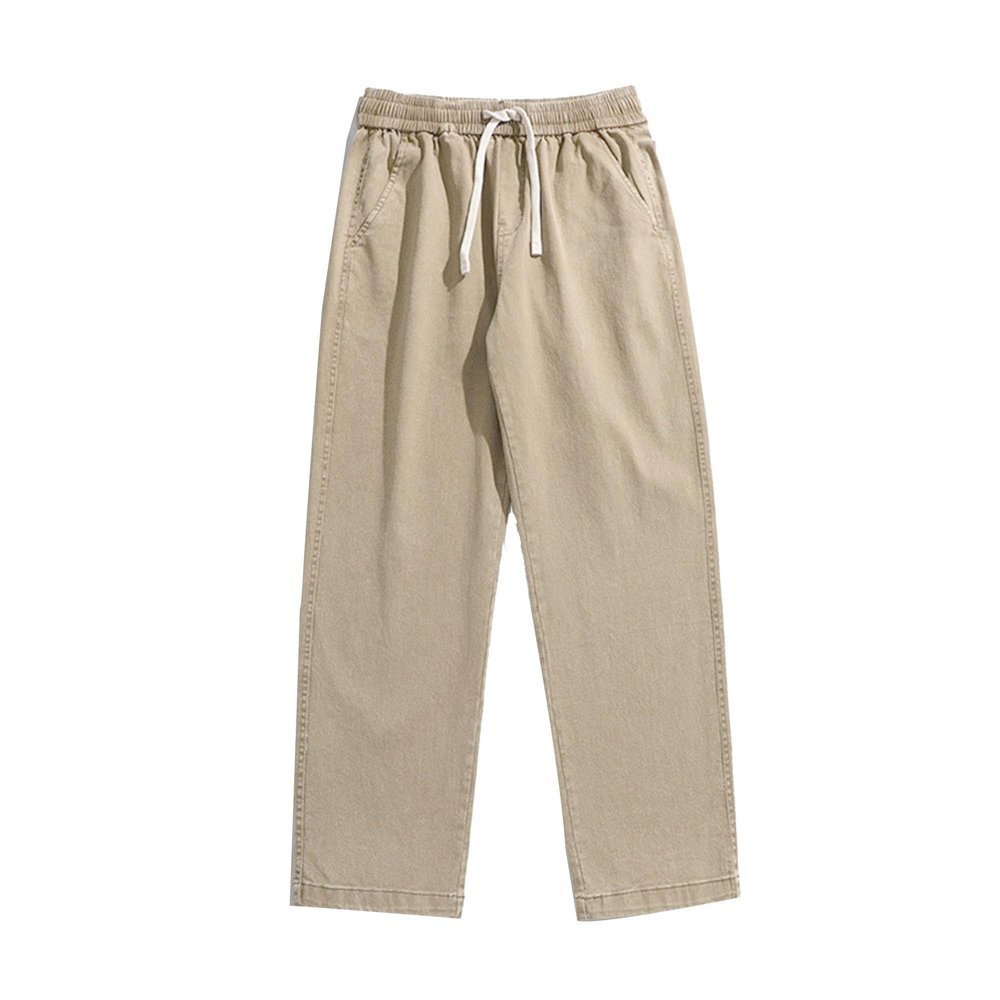 Men's Casual Jeans Cargo Denim Pants Drawstring Stretch Lounge Jean Trousers Loose Wash Cotton Straight Leg Slacks (Apricot,X-Large)