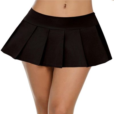 Avidlove Pleated Skirts for Women Sexy Costume Lingerie Mini Plaid Skirt Role Play Schoolgirl Outfits Black 3XL