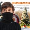 Meilzer Kids Neck Warmer Gaiter Winter Fleece Face Neck Cover Balaclava Cold Weather Windproof Face Mask for Boys Girls (black) view 3