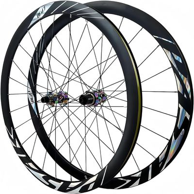 TLTDSMY 700C Wheelset, Double Wall Aluminium Alloy Rims for Road Bike, Front and Rear Wheelset for 24H Hubs, Disc Brake, Thru Axle,B
