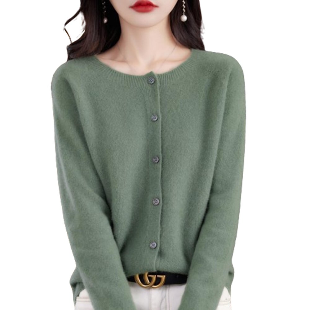 Cashmere Button Front Long Sleeve Cardi,Cashmere Sweaters Cardigan Women,Cashmere Cardigans for Women,Cashmere Sweater (Bluestone Green,Large)