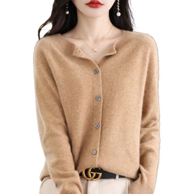 Cashmere Button Front Long Sleeve Cardigan Soft Warm Knit Elastic Jumpers,Cashmere Cardigans for Women,Cashmere Cardigan (Golden Camel,Large)