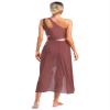 HULIJA Women Lyrical Ballet Dance Costume Sleeveless Asymmetrical Flowy Maxi Dress Modern Dance Dress Dustypink Small view 2