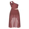 HULIJA Women Lyrical Ballet Dance Costume Sleeveless Asymmetrical Flowy Maxi Dress Modern Dance Dress Dustypink Small view 4