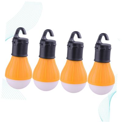 Anneome 4pcs Led Camping Lantern Portable Mini Tent Light Energy-Saving Bulbs for Emergency Lighting Outdoor Activities and Family Use Orange