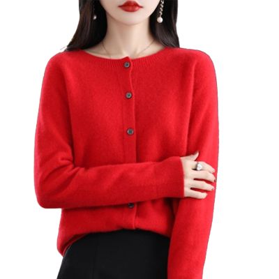 Cashmere Button Front Long Sleeve Cardigan Soft Warm Knit Elastic Jumpers,Cashmere Cardigans for Women,Cashmere Cardigan (Red,XX-Large)