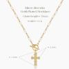 ELKEYE Versatile Luxury OT-Clasp Clavicle Necklace for Women 18K Gold-Plated with Micro-Pav Zircon Heart & Cross Pendant view 4