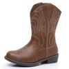 Ahannie Girls Cowboy Boots  Classic Western Embroidery Cowgirl Boots with Side Zipper (Toddler/Little Kid/Big Kid)(Brown-10 Toddler) view 1