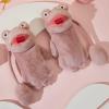 Dsgzkk Cartoon Animals Shape Gloves Warm Full Finger Mittens Cute Winter Cycling Gloves Fuzzy Plush Mittens for Women Girls view 3