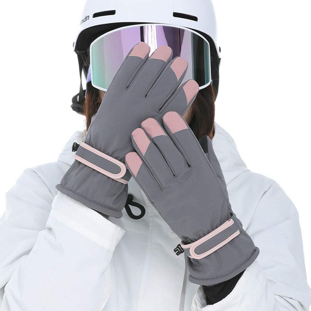 Dsgzkk Gloves,Women Winter Waterproof Snow Gloves Floral Embroidery Thermal Insulated Warm Non-Slip Snowboard Mittens