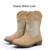 Ahannie Girls Glitter Cowboy Boots  Sparkly Western Cowgirl Boots with Side Zipper (Toddler/Little Kid/Big Kid)(Light Brown/Glitter-5 Big Kid) view 4