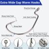 FINOSEAK 120Pcs Bass Hooks Set, Strong Offset Bass Fishing Hooks Freshwater Barbed Sharp Worm Hooks for Texas Rigging Fishing Extra Wide Gap 6 Sizes Assorted #1 1/0 2/0 3/0 4/0 5/0 view 3